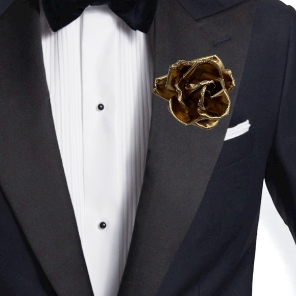 slim fit dress slacks Art Deco Decollete Floral Dimensional Rose Gold Leaf Dress Clip Vintage Pin Brooch main image 0